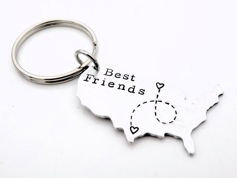 Long distance Best Friends USA Map Gift keychain image 2