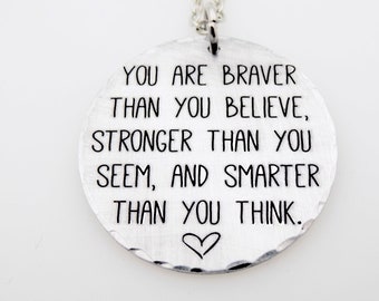 Braver Stronger Smarter Gift for Daughter or Sister Laser Engraved Necklace