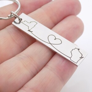 Long Distance Gift made with any 2 States or Countries Customize this adorable keychain image 2