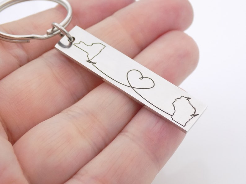 Long Distance Gift made with any 2 States or Countries Customize this adorable keychain image 2