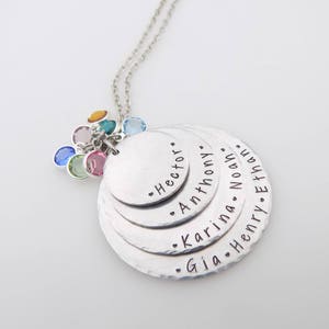 Personalized Hand stamped mothers or grandmother stack with birthstones custom with names gift for mom grandma grandmother nanny image 8