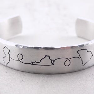 Choose your state Custom handstamped  going away gift for her him, LDRSHIP, long distance siblings, going away college, long distance family