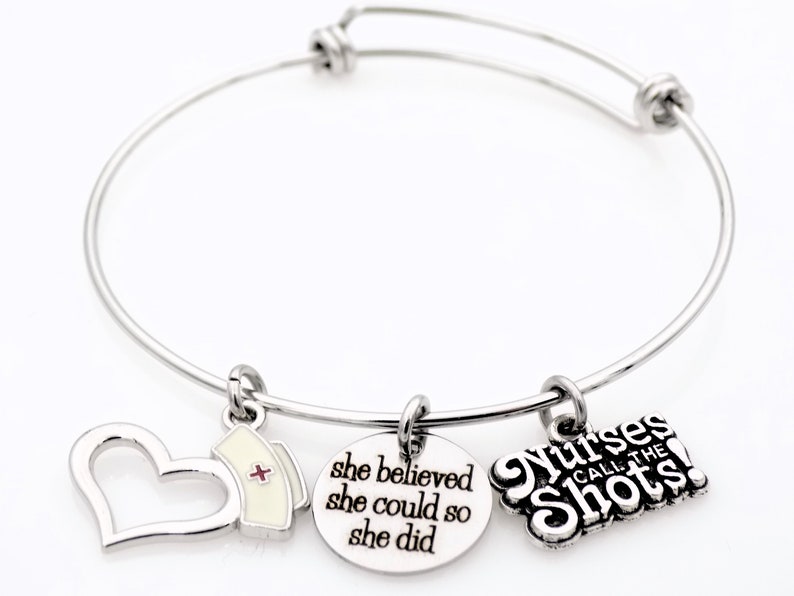 Nurse Gift, Nursing jewelry, Laser engraved adjustable Bangle Bracelet image 8