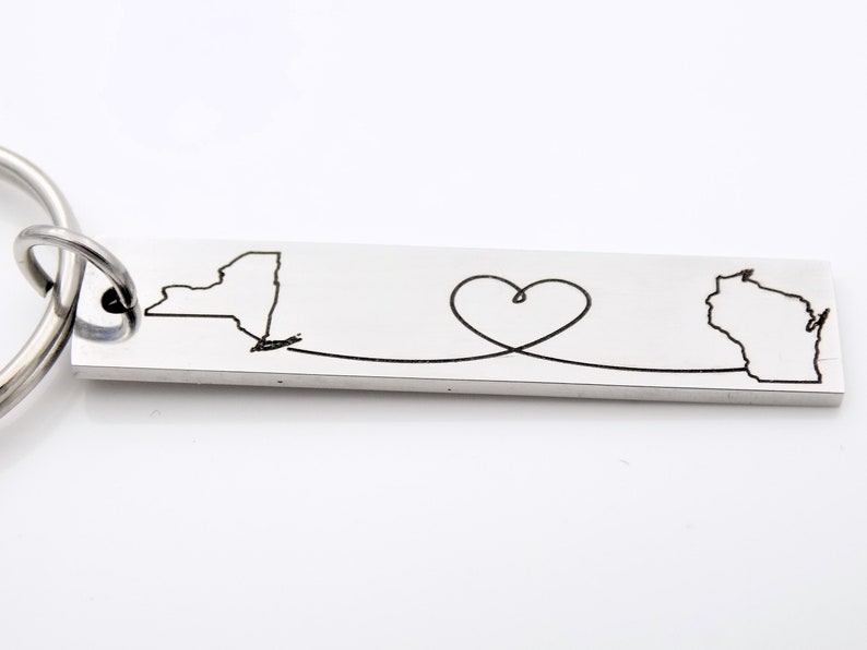 Long Distance Gift made with any 2 States or Countries Customize this adorable keychain image 10
