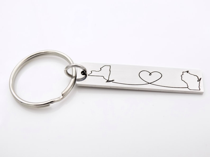 Long Distance Gift made with any 2 States or Countries Customize this adorable keychain image 5