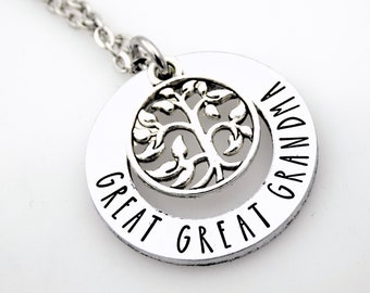 Great Great Grandma Necklace, Custom with wording or Names of your choice, Mother's Day Gift Idea, Gift for Grandma, Nanny, Mother