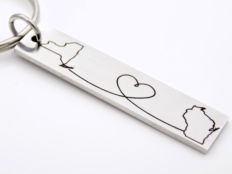 Long Distance Gift made with any 2 States or Countries Customize this adorable keychain image 8