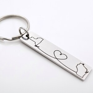 Long Distance Gift made with any 2 States or Countries Customize this adorable keychain image 6