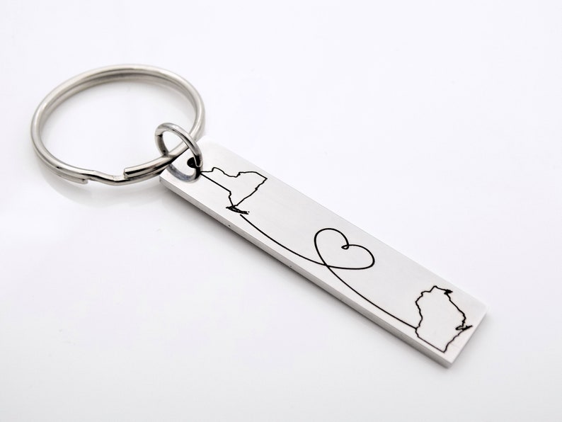 Long Distance Gift made with any 2 States or Countries Customize this adorable keychain image 6