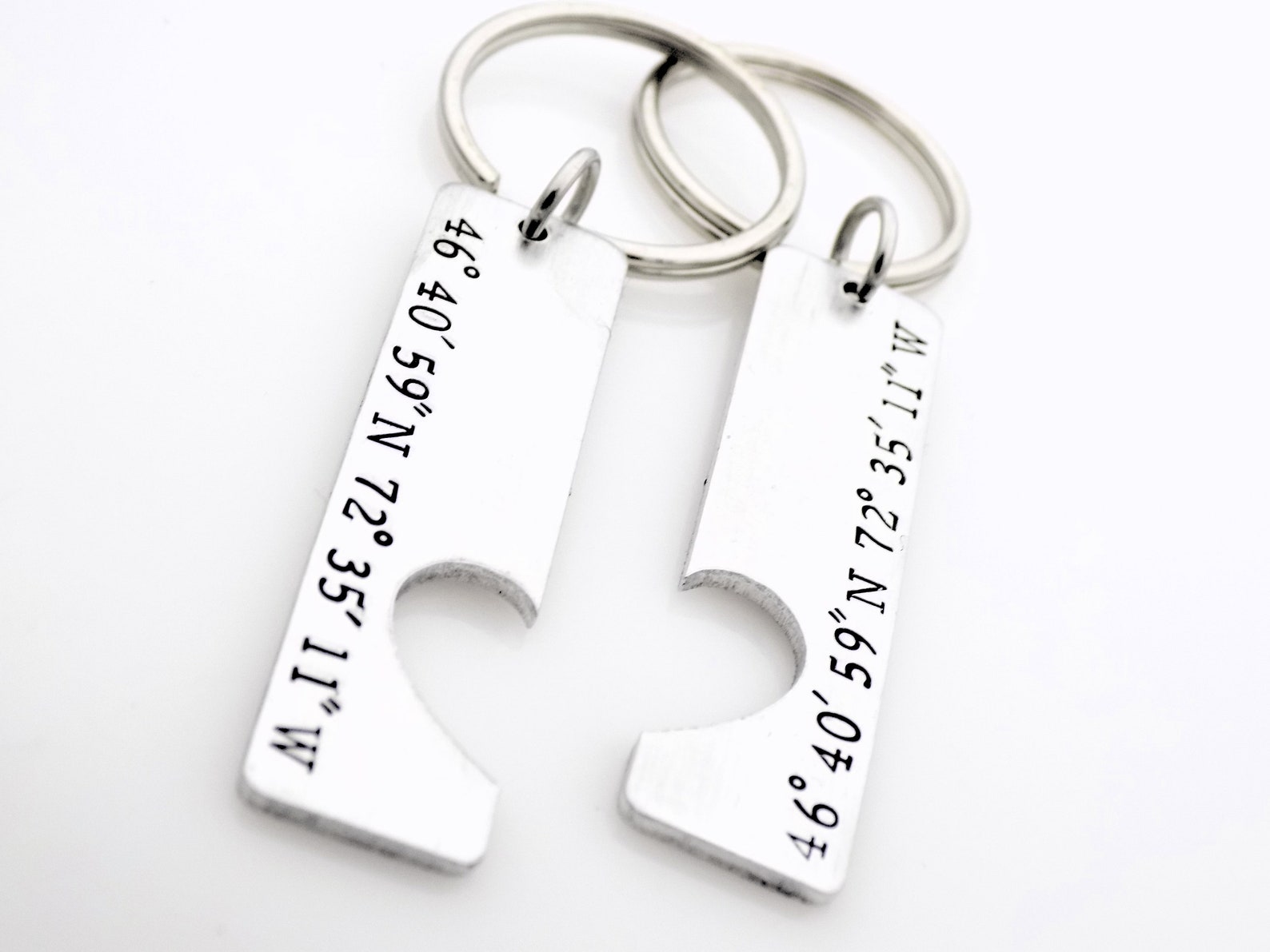 Custom Coordinates Keychains Matching Set of 2 | Etsy