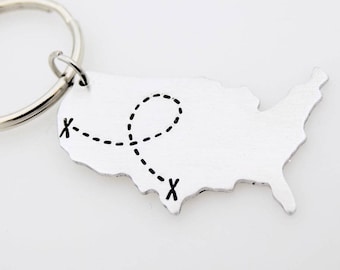 USA map keychain State key chain long distance Friends