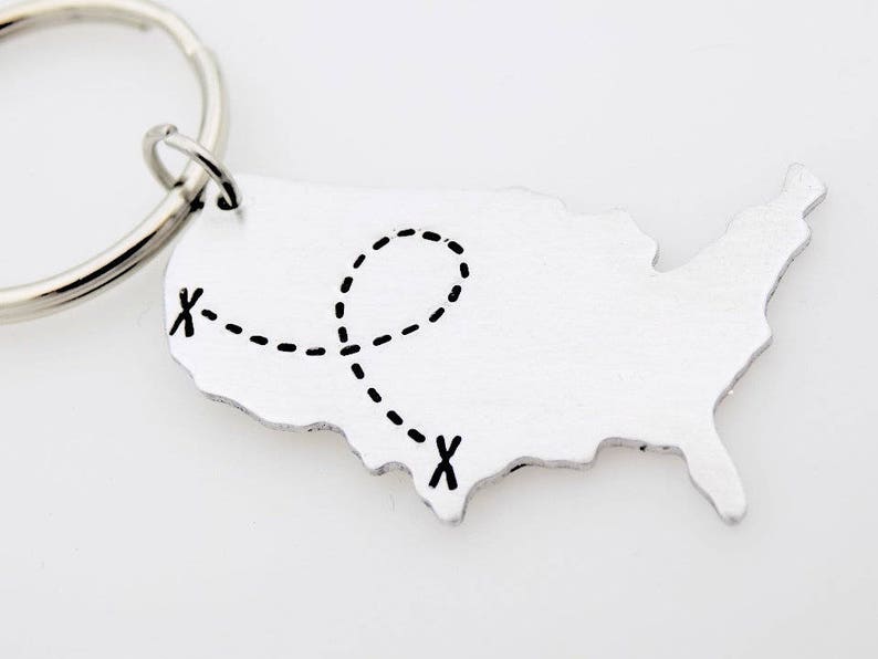 USA map keychain State key chain long distance Friends image 1