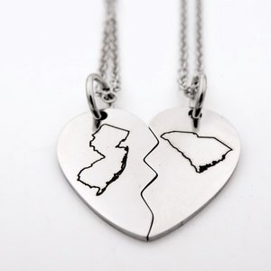 Best Friends Custom long distance friendship State Necklaces USA ldrship best friends bff gift for friend sisters brothers siblings image 4