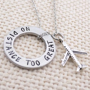 Long Distance Relationship Necklace ldrship LDR Long Distance Love going away gift no distance too great for love handstamped jewelry