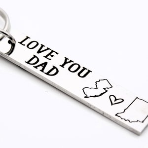 Love you Dad long distance Father state keychain - Custom with any 2 locations