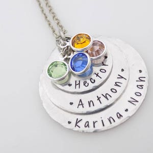 Personalized Hand stamped mothers or grandmother stack with birthstones custom with names gift for mom grandma grandmother nanny image 3