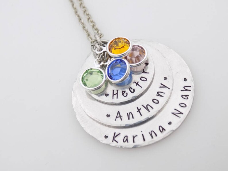 Personalized Hand stamped mothers or grandmother stack with birthstones custom with names gift for mom grandma grandmother nanny image 3