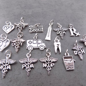 Medical and Dental Charm Addons, OT, PT, Dental Floss, Tooth, Hygienist, Assistance, LPN, Nurse