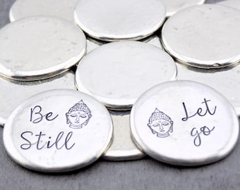 Pewter Pocket Stone: 'Be Still - Let Go' Pocket Hug Token