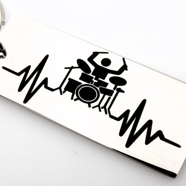 Gift for Drum Teacher, Drum Student or Drummer, Laser Engraved Keychain