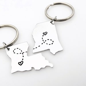 Choose your State or Country Custom Long Distance Keychain Set image 3