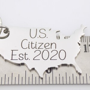 Custom US Citizen Gift, Choose your year on this laser engraved USA map keychain. image 10