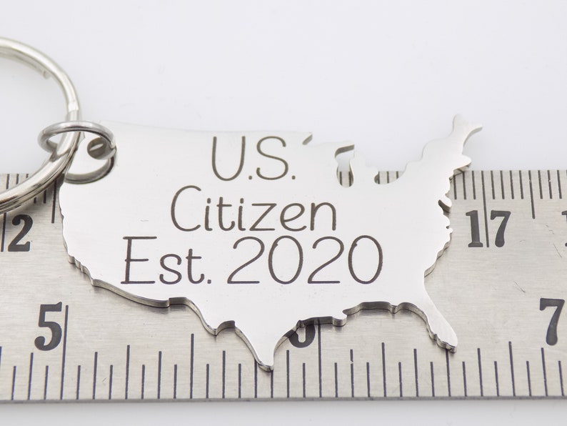 Custom US Citizen Gift, Choose your year on this laser engraved USA map keychain. image 10