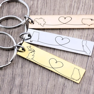 Custom with ANY two locations, Countries, States, Provinces - Laser marked Long distance family, couples, best friends makes a perfect gift