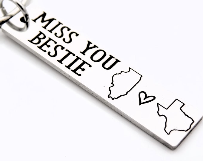 Gift for Long Distance Best Friend - Miss you Bestie - Custom with your locations
