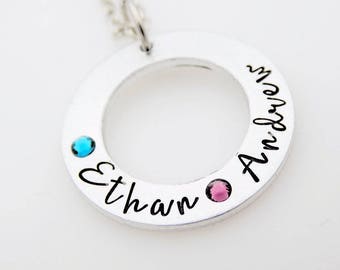 Personalized Hand Stamped Necklace can be personalized to read Mother, Mommy, Mom, Grandma, Grandmother, Great Grandmother  gift for her