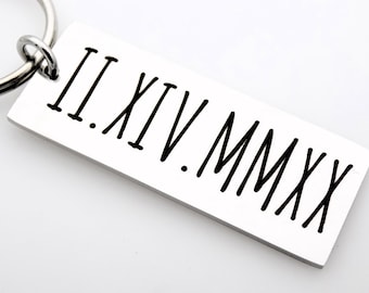 Anniversary Gift Couples Gift Roman Numerals Keychain 11th Anniversary Stainless Steel gift for husband, gift for wife, boyfriend girlfriend