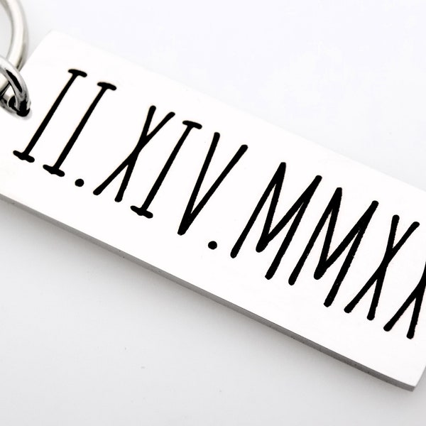 Anniversary Gift Couples Gift Roman Numerals Keychain 11th Anniversary Stainless Steel gift for husband, gift for wife, boyfriend girlfriend