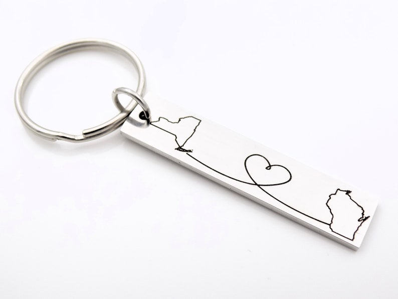 Long Distance Gift made with any 2 States or Countries Customize this adorable keychain image 4