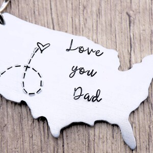 Je t'aime papa, cadeau père longue distance USA carte porte-clés - Bas de Noël