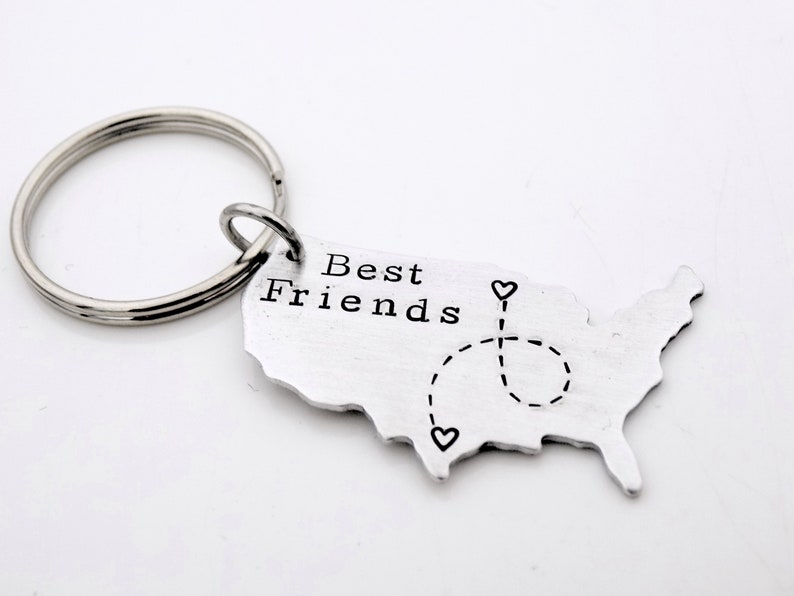 Long distance Best Friends USA Map Gift keychain image 7