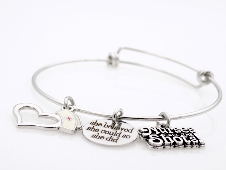 Nurse Gift, Nursing jewelry, Laser engraved adjustable Bangle Bracelet image 6