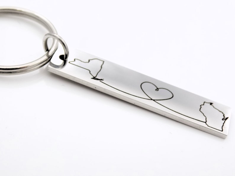 Long Distance Gift made with any 2 States or Countries Customize this adorable keychain image 3