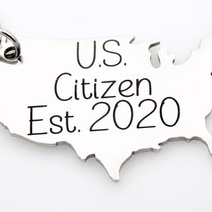 Custom US Citizen Gift, Choose your year on this laser engraved USA map keychain. image 4