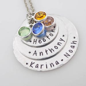 Personalized Hand stamped mothers or grandmother stack with birthstones custom with names gift for mom grandma grandmother nanny image 5
