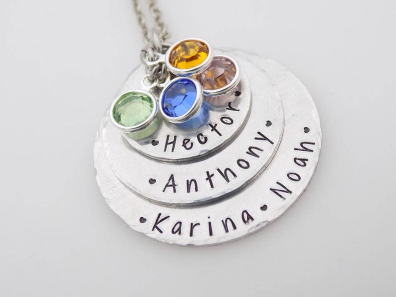 Personalized Hand stamped mothers or grandmother stack with birthstones custom with names gift for mom grandma grandmother nanny image 5