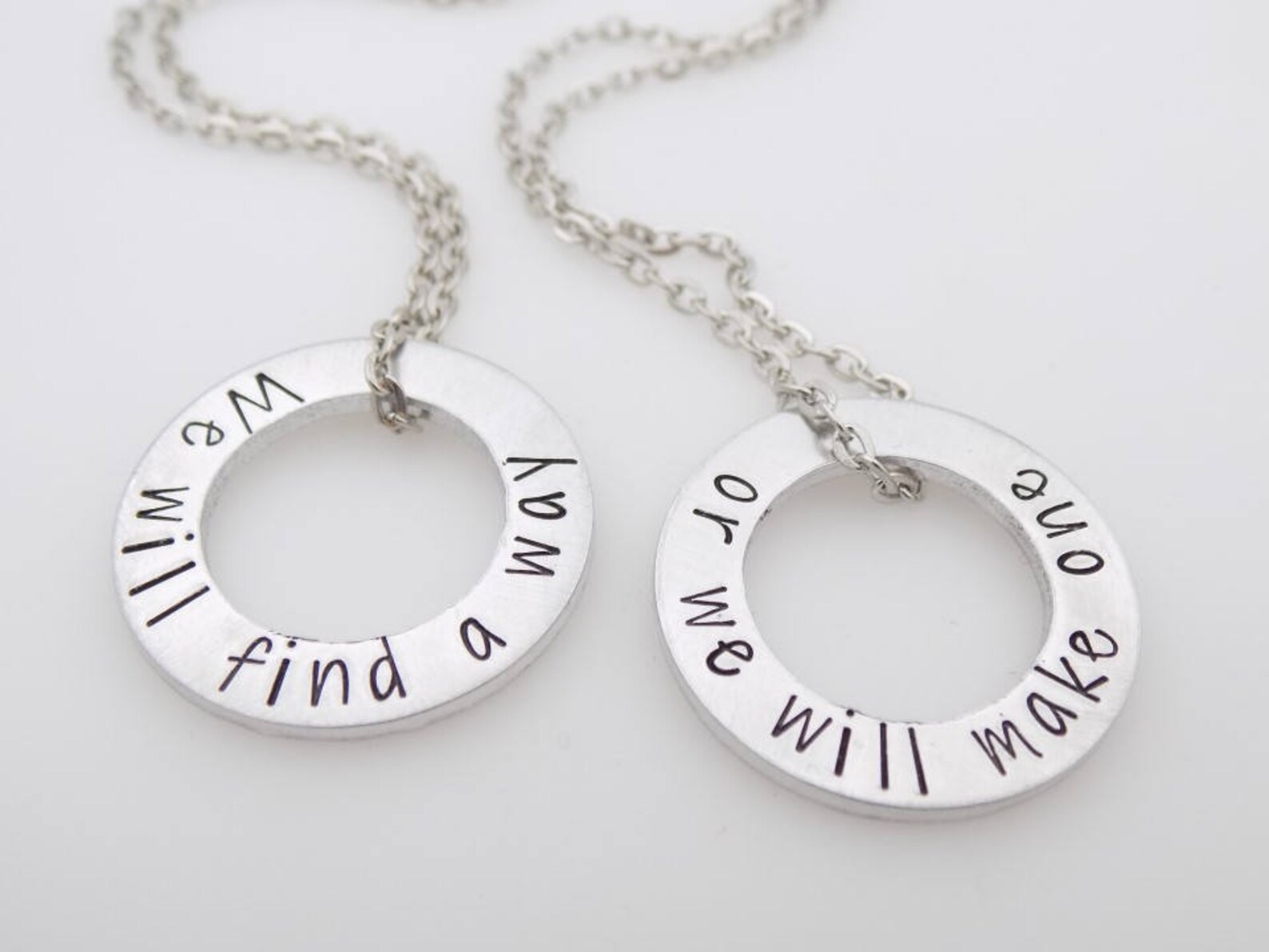 Long Distance Necklace Set Includes Two Handstamped Necklaces Etsy