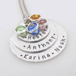 Personalized Hand stamped mothers or grandmother stack with birthstones custom with names gift for mom grandma grandmother nanny image 2