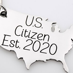 Custom US Citizen Gift, Choose your year on this laser engraved USA map keychain. image 5