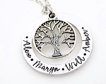 Personalized Mom or Grandma Name Necklace - Tree of life