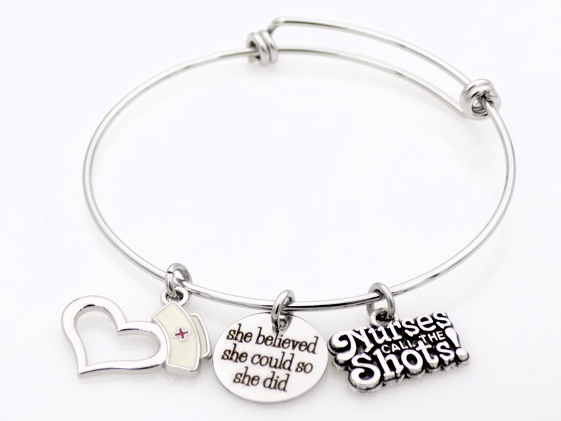 Nurse Gift, Nursing jewelry, Laser engraved adjustable Bangle Bracelet image 4