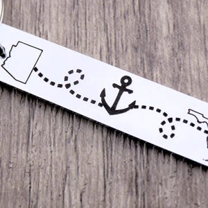 Custom with ANY two locations, Countries, States, Provinces - Laser marked Long distance family, couples, best friends makes a perfect gift