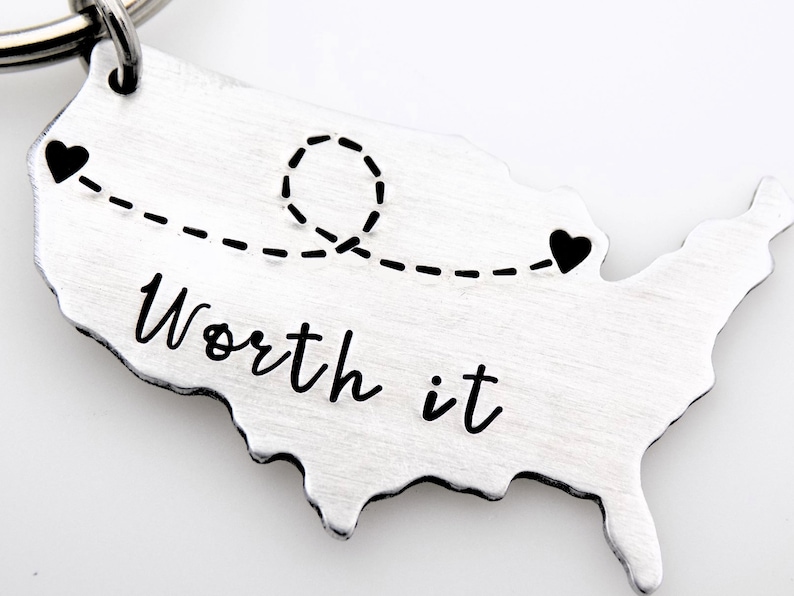 a Handmade personalized USA states in high quality Aluminum stainless steel LDR keychain is the cute thing to buy for couple