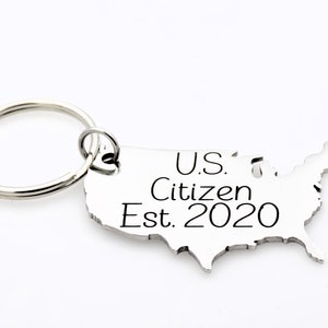 Custom US Citizen Gift, Choose your year on this laser engraved USA map keychain. image 7