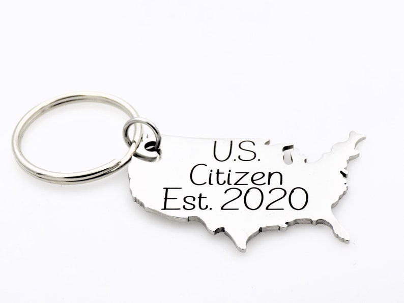 Custom US Citizen Gift, Choose your year on this laser engraved USA map keychain. image 7