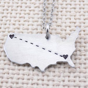 Long distance gift for Girlfriend or Boyfriend Custom with your 2 states of choice - LDR Necklace